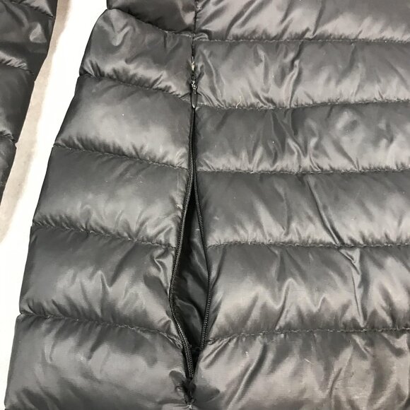 Roots Coat Womens Medium Black Long Hooded Down Puffer Parka Full Zip 90/10 Down - Picture 5 of 9